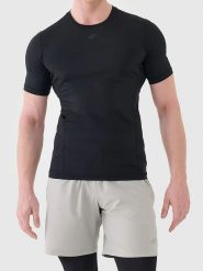 4F Koszulka sportowa w kolorze czarnym rozmiar: L. Czarne t-shirty sportowe 4F, bez wzorów, z materiału, bez ramiączek, outdoorowe. Za 49.99 zł.