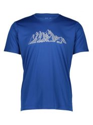 Jack Wolfskin Koszulka funkcyjna "Peak Graphic" w kolorze niebieskim rozmiar: S. Niebieskie t-shirty sportowe Jack Wolfskin, bez wzorów, z materiału, bez ramiączek, outdoorowe. Za 109.52 zł.