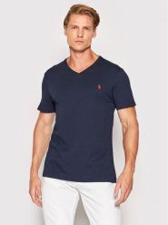 Polo Ralph Lauren T-Shirt 710671453091 Granatowy Custom Slim Fit. Niebieskie koszulki polo Polo Ralph Lauren, m, bez wzorów, z bawełny, bez kołnierzyka, bez ramiączek. Za 179.99 zł.