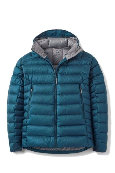 Kurtka trekkingowa puchowa męska Electron Pro Hoody. Zielone kurtki RAB, m, bez wzorów, z puchu, z kapturem. Za 1,419.99 zł.
