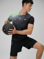 4F Koszulka treningowa regular szybkoschnąca męska - zielona M. Zielone t-shirty 4F, bez wzorów, ze skóry, bez ramiączek, na fitness i siłownię. Za 139.99 zł.