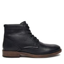 Trzewiki s.Oliver. Czarne botki sznurowane S.Oliver, bez wzorów, bez obcasa, bez zapięcia. Za 309.99 zł.