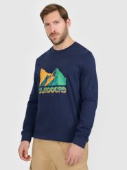 4F Longlseeve z nadrukiem męski - granatowy XXL. Niebieskie bluzki z długim rękawem 4F, m, bez wzorów, z bawełny, bez kołnierzyka, bez ramiączek. Za 149.99 zł.