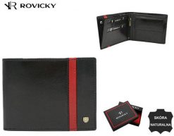 Portfel skórzany Rovicky 22319-RVTP czarny. Czarne portfele ROVICKY, bez wzorów, ze skóry. Za 75.99 zł.