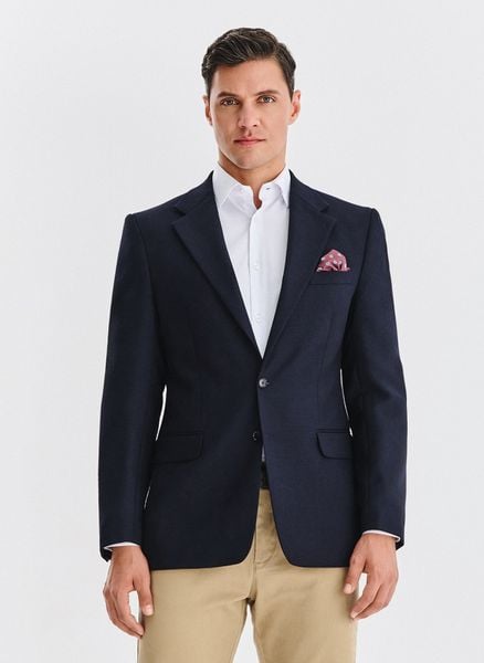 PAKO LORENTE - Wełniana marynarka w kolorze granatowym. Garnitury Pako Lorente, na co dzień, m, bez wzorów, z wełny. Za 999.99 zł.