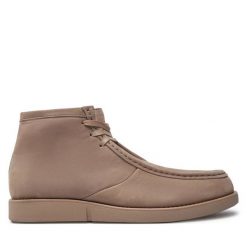 Trzewiki Calvin Klein. Brązowe botki sznurowane CALVIN KLEIN, bez wzorów, bez obcasa, bez zapięcia. Za 799.99 zł.