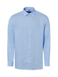 Nils Sundström koszula lniana Mężczyźni Modern Fit len (100%) niebieski, L. Niebieskie koszule Nils Sundström, l, bez wzorów, ze lnu, bez kołnierzyka, bez ramiączek. Za 229.95 zł.