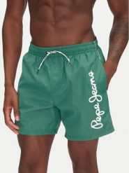 Pepe Jeans Szorty kąpielowe Logo PMB10419 Zielony Regular Fit. Zielone kąpielówki Pepe Jeans, m, bez wzorów, z jeansu. Za 179.99 zł.