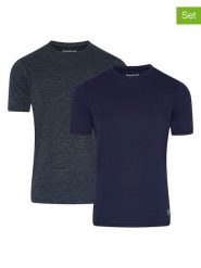 Reebok Koszulki (2 szt.) w kolorze granatowym rozmiar: L. Niebieskie bezrękawniki Reebok, l, bez wzorów, bez kołnierzyka, bez ramiączek. Za 65.99 zł.