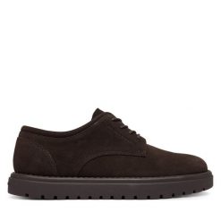 Półbuty Armani Exchange. Brązowe eleganckie półbuty Armani Exchange, bez wzorów, bez obcasa, bez zapięcia. Za 939.99 zł.