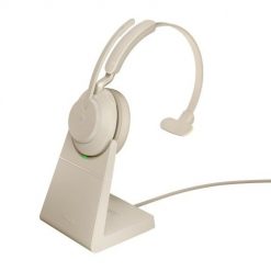 Sluchawki nauszne bezprzewodowe Jabra Evolve2 65 MS Mono Link380c, beige + stand. Brązowe słuchawki bezprzewodowe Jabra. Za 790.99 zł.
