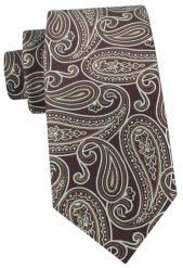 Krawat Męski - Angelo di Monti - Duży Wzór Paisley, Ciemny Mahoń. Brązowe krawaty i muchy Angelo di Monti, bez wzorów, z tkaniny. Za 45.00 zł.