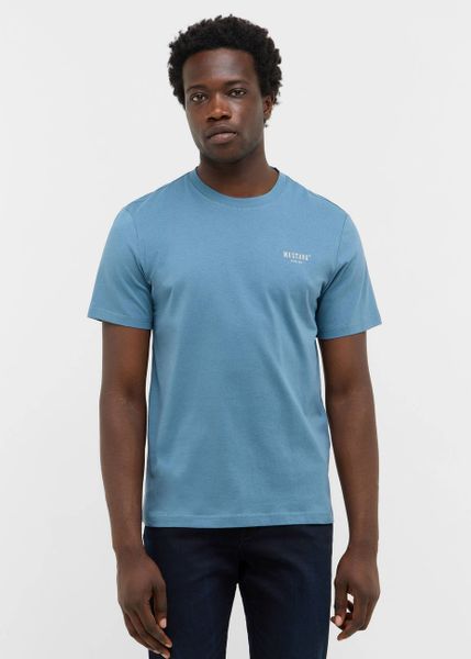 Męski T-Shirt Mustang Style Austin Bluestone 1016857 5180. T-shirty Mustang, m, bez wzorów, bez kołnierzyka, bez ramiączek. Za 79.99 zł.