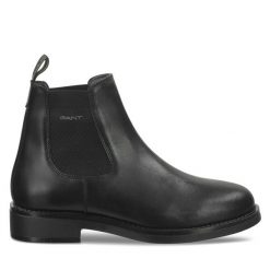 Sztyblety Gant. Czarne botki sznurowane GANT, bez wzorów, bez obcasa, bez zapięcia. Za 799.99 zł.