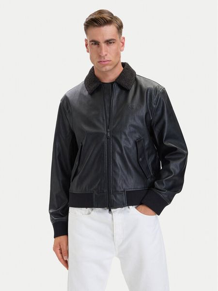 Calvin Klein Jeans Kurtka z imitacji skóry LV04RH402G Czarny Regular Fit. Czarne kurtki Calvin Klein Jeans, l, bez wzorów, z jeansu, bez kaptura. Za 949.99 zł.