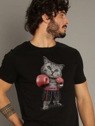 WOOOP Koszulka "Boxing Cat" w kolorze czarnym rozmiar: XL. Czarne bezrękawniki Wooop, xl, bez wzorów, z bawełny, bez kołnierzyka, bez ramiączek. Za 56.99 zł.