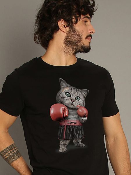 WOOOP Koszulka "Boxing Cat" w kolorze czarnym rozmiar: M. Czarne bezrękawniki Wooop, m, bez wzorów, z bawełny, bez kołnierzyka, bez ramiączek. Za 79.03 zł.
