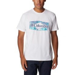 Koszulka sportowa męska Columbia Sun Trek Graphic z krótkim rękawem. Żółte t-shirty sportowe Columbia, bez wzorów, bez ramiączek, rowerowe. Za 199.00 zł.
