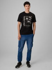 4F Spodnie casual cargo męskie - denim L. Spodnie materiałowe 4F, na co dzień, l, bez wzorów, z denimu, casualowe. Za 199.99 zł.