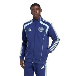 Kurtka dresowa Ajax Amsterdam UBP Doubleknit 2025/26. Niebieskie kurtki Adidas, bez wzorów, z dresówki, bez kaptura. Za 367.50 zł.