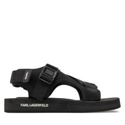 Sandały KARL LAGERFELD. Czarne sandały KARL LAGERFELD, bez zapięcia. Za 399.99 zł.