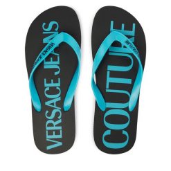 Japonki Versace Jeans Couture. Niebieskie japonki Versace Jeans Couture, bez wzorów, z jeansu. Za 249.99 zł.