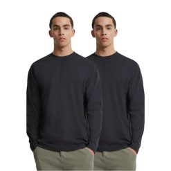 T-shirt Męski Z Długim Rękawem Basic 2pak. Czarne bluzki z długim rękawem Urban Classics, m, bez wzorów, bez kołnierzyka, bez ramiączek. Za 121.99 zł.