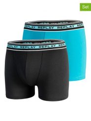 Replay Underwear Bokserki (2 pary) w kolorze czarnym i turkusowym rozmiar: XXL. Czarne bokserki Replay Underwear, xxl, bez wzorów. Za 43.99 zł.