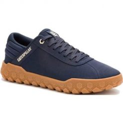 Buty do chodzenia męskie Caterpillar Hex + Canvas. Niebieskie buty sportowe casual CATerpillar, bez wzorów, z gumy, bez zapięcia. Za 429.99 zł.