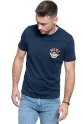T-SHIRT MĘSKI WRANGLER SS GLOBE TEE DRESS BLUE W7C8FKX20 112131743. Niebieskie t-shirty Wrangler, m, bez wzorów, bez kołnierzyka, bez ramiączek. W wyprzedaży za 39.99 zł.