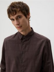 Koszula regular z bawełny egipskiej - oliwkowy. Zielone koszule Reserved, l, bez wzorów, z bawełny, bez kołnierzyka, bez ramiączek. Za 139.99 zł.