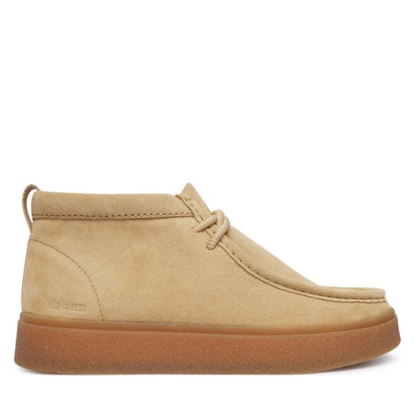 Trzewiki Clarks. Brązowe botki sznurowane Clarks, bez wzorów, bez obcasa, bez zapięcia. Za 519.99 zł.