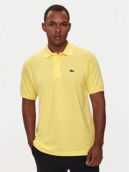 Lacoste Polo L1212 Żółty Regular Fit. Żółte koszulki polo LACOSTE, l, bez wzorów, z bawełny, bez kołnierzyka, bez ramiączek. Za 259.99 zł.