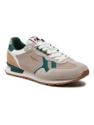 Pepe Jeans FOOTWEAR Sneakersy "Brit" w kolorze beżowo-zielonym rozmiar: 43. Brązowe buty sportowe casual Pepe Jeans FOOTWEAR, bez wzorów, z jeansu, bez zapięcia. Za 130.99 zł.