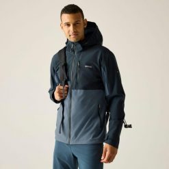Męska wodoodporna kurtka turystyczna Bosfield Panelled z kapturem. Niebieskie kurtki Regatta, m, bez wzorów, z materiału, z kapturem. Za 429.99 zł.