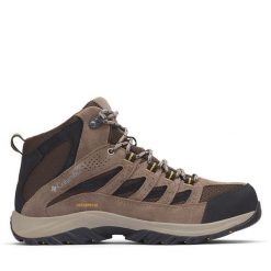 Trekkingi Columbia. Brązowe botki sznurowane Columbia, bez wzorów, bez obcasa, bez zapięcia. Za 449.99 zł.