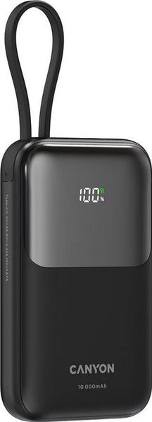 Canyon OnPower 101 z wbudowanym kablem 10000 mAh PD 22.5W czarny. Czarne powerbanki . Za 66.90 zł.