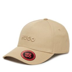 Czapka z daszkiem HUGO. Brązowe czapki z daszkiem Hugo, bez wzorów. Za 169.99 zł.