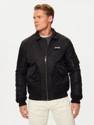 SCHOTT N.Y.C. Kurtka bomber 210100RS Czarny Regular Fit. Czarne kurtki SCHOTT N.Y.C., m, bez wzorów, z syntetyku, bez kaptura. Za 549.99 zł.