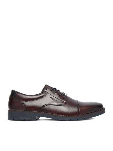Rieker Półbuty CEO-13901-25 Brązowy ciemny. Brązowe eleganckie półbuty Rieker, bez wzorów, ze skóry, bez obcasa, bez zapięcia. Za 429.99 zł.