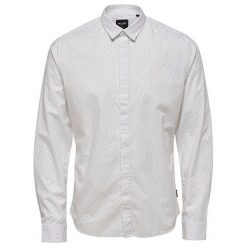 ONLY&SONS Koszula męska Otto Ls Ditsy Aop Shirt White (rozmiar S). Białe koszule Only&Sons, m, bez wzorów, z materiału, bez kołnierzyka, bez ramiączek. W wyprzedaży za 77.00 zł.
