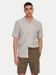 Only & Sons Koszula Caiden 22025116 Beżowy Slim Fit. Brązowe koszule Only & Sons, m, bez wzorów, z bawełny, bez kołnierzyka, bez ramiączek. Za 119.99 zł.