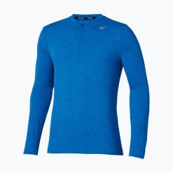 Longsleeve do biegania męski Mizuno Core Impulse Half Zip Tee. Niebieskie bluzki z długim rękawem Mizuno, m, bez wzorów, bez kołnierzyka, bez ramiączek. Za 245.00 zł.