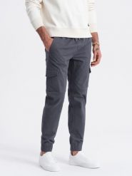 Spodnie męskie JOGGERY z zapinanymi kieszeniami cargo - grafitowe V3 OM-PAJO-0123 - XL. Szare joggery i bojówki Ombre Clothing, l, bez wzorów, z bawełny, klasyczne. Za 107.99 zł.