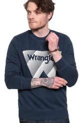 WRANGLER CREW SWEAT NAVY W6M3HA114 112130741. Niebieskie bluzy Wrangler, m, bez wzorów, bez kaptura. Za 139.99 zł.