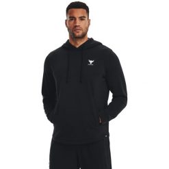 Bluza z kapturem Under Armour Project Rock Terry, Mężczyźni. Czarne bluzy Under Armour, m, bez wzorów, z bawełny, z kapturem. Za 390.00 zł.