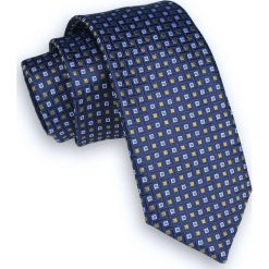 Granatowy Klasyczny Męski Krawat -ALTIES- 6cm, w Kwadraciki, Figury Geometryczne. Niebieskie krawaty i muchy Alties, bez wzorów, z tkaniny. Za 49.00 zł.