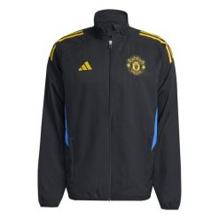 Kurtka dresowa Prematch Manchester United EU 2025/26. Czarne kurtki Adidas, l, bez wzorów, z dresówki, bez kaptura. Za 361.55 zł.