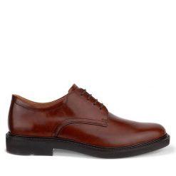Półbuty ECCO. Brązowe eleganckie półbuty ecco, bez wzorów, bez obcasa, bez zapięcia. Za 489.99 zł.