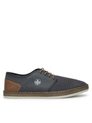 Rieker Półbuty B5249-45 Szary. Szare eleganckie półbuty Rieker, bez wzorów, z materiału, bez obcasa, bez zapięcia. Za 319.99 zł.